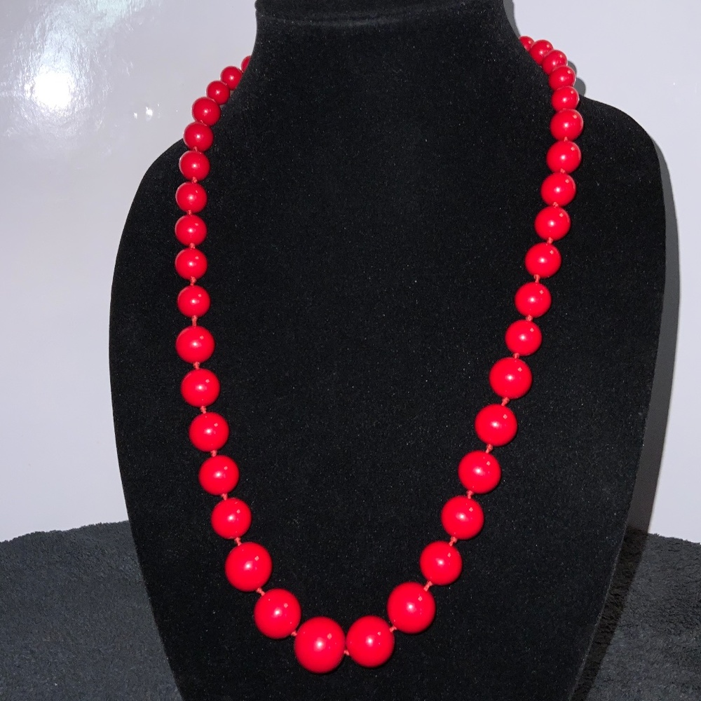 Red Vintage Beaded Necklace